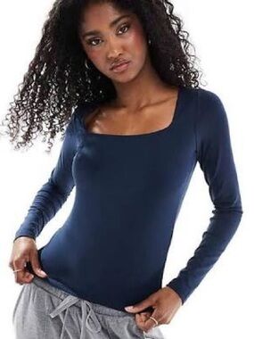 Hollister Navy Square Neck Long Sleeve